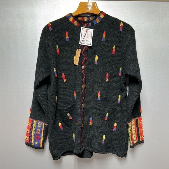Newari button down 💯 wool cardigan handcrafted by Icelandic Design l/xl granny - Picture 17 of 17